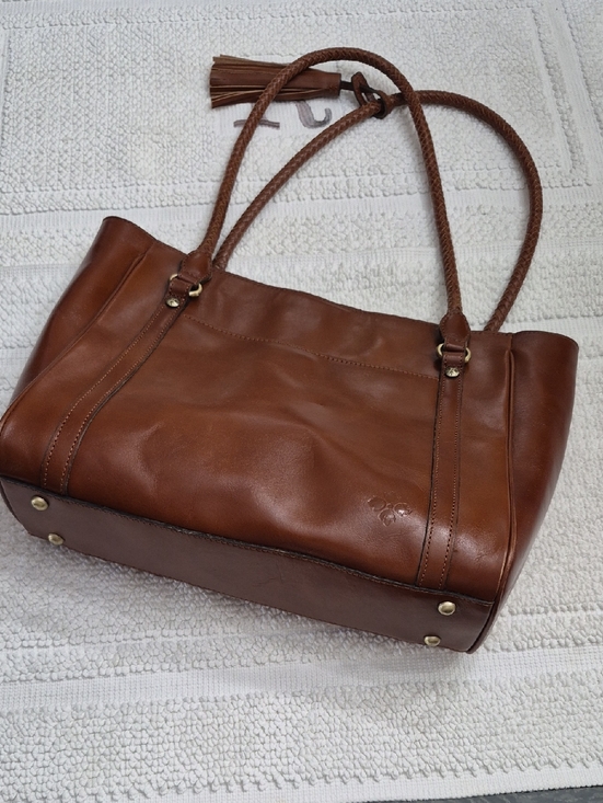 Patricia Nash Handbags - PATRICIA NASH CAMELY Cognac Antique Brass Leather Tote Bag 17×12